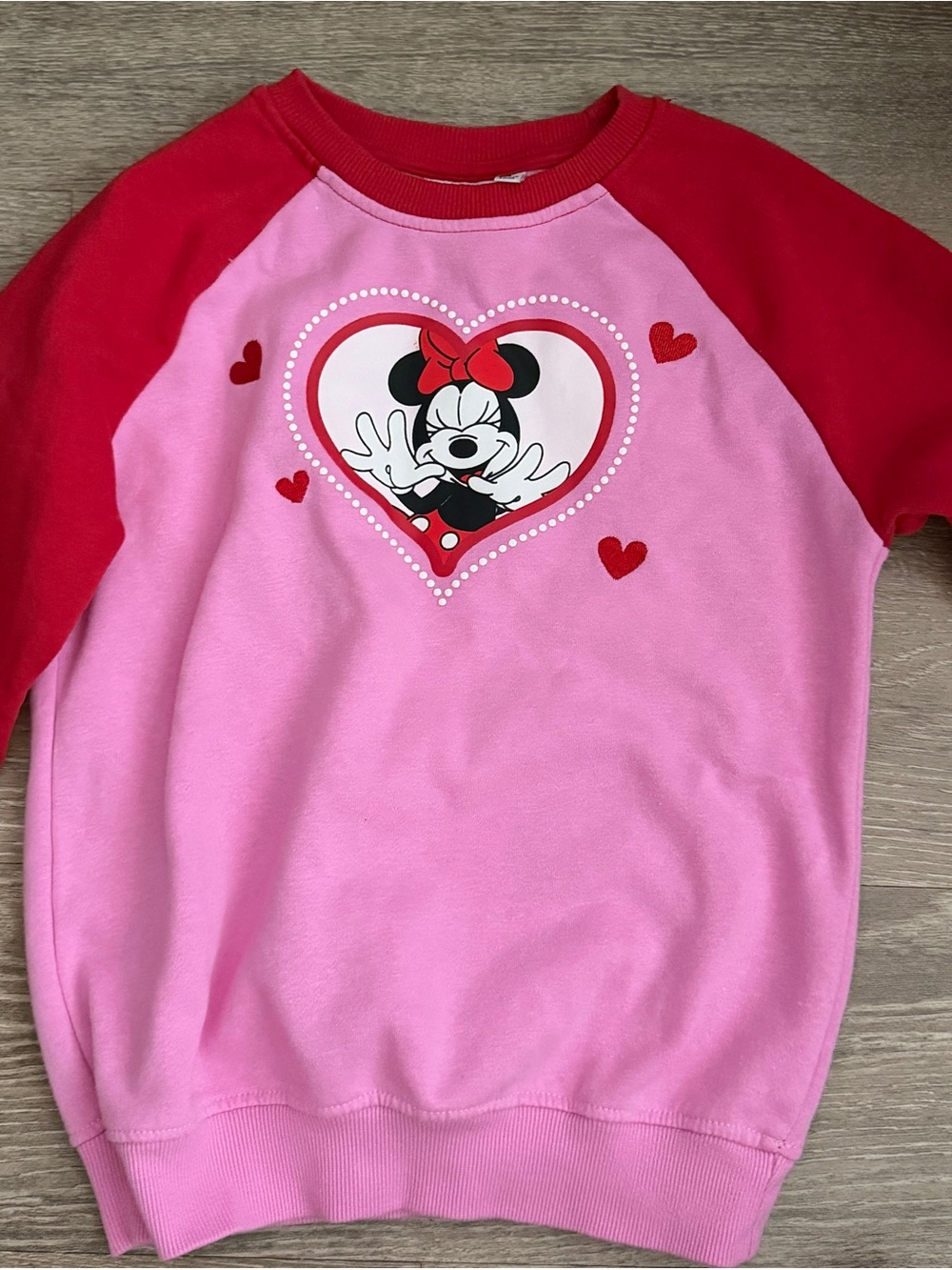 Disney Pink and Red Minnie Mouse Heart Raglan Sweatshirt